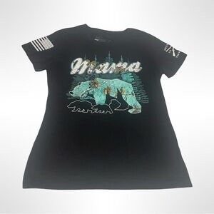 Grunt Style Women's Realtree Large Mama Bear T-Shirt - Black American Flag